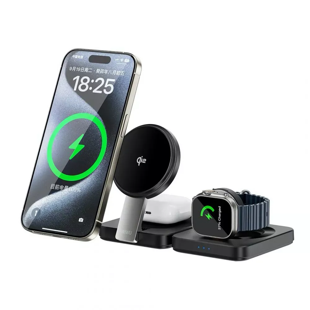 Wireless Charger 3 in 1 — Wiwu Wi-W028  — Black - фото 6