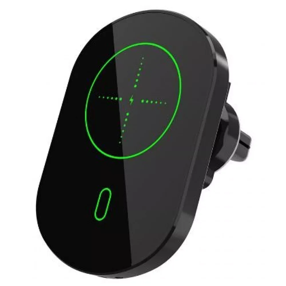 Автотримач магнітний на повітропровід з бездротовою зарядкою 15W Veron C13 MagSafe — Black — Различные