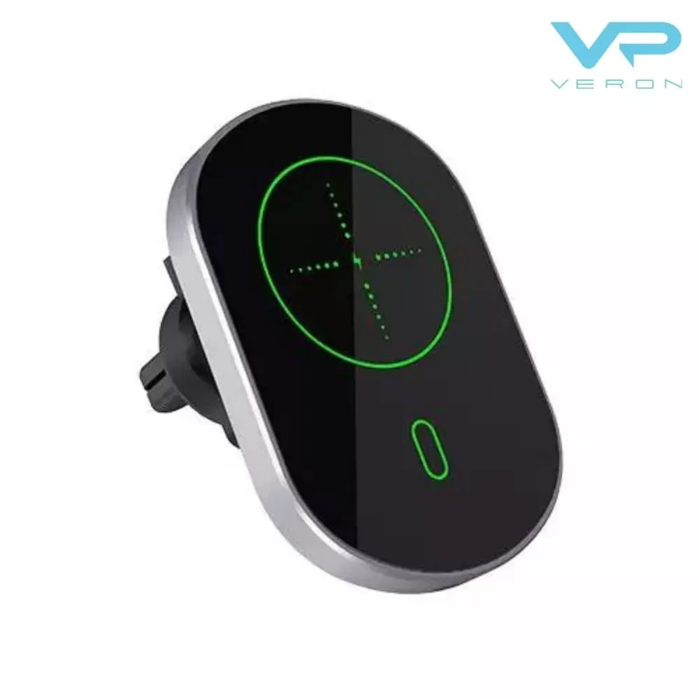 Автотримач магнітний на повітропровід з бездротовою зарядкою 15W Veron C13 MagSafe — Black - фото 4
