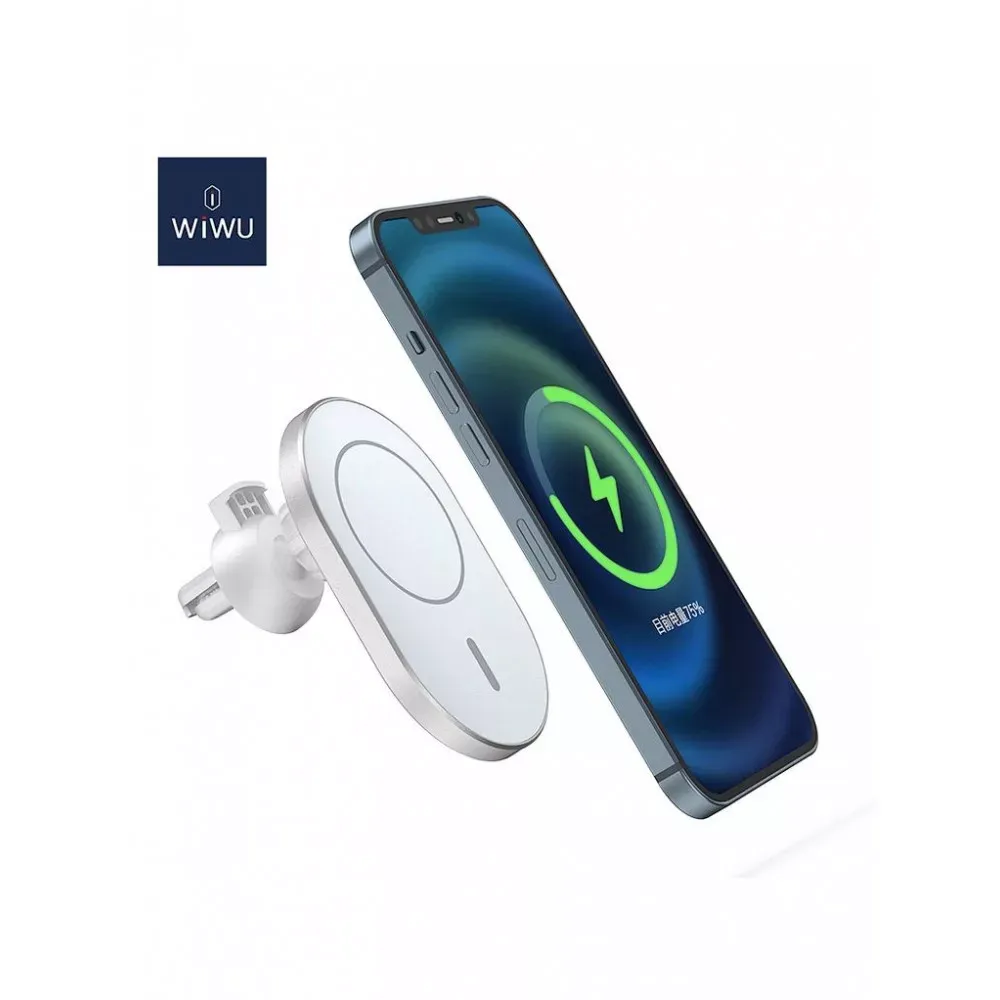 Автотримач магнітний на повітропровід з бездротовою зарядкою 15W WiWU CH-306 - фото 4