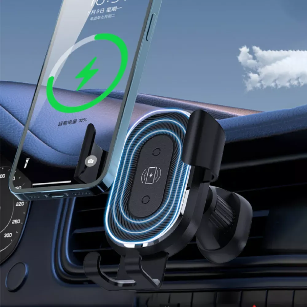 Автотримач розсувний на повітропровід з бездротовою зарядкою 15W WiWU CH310 — Black - фото 4