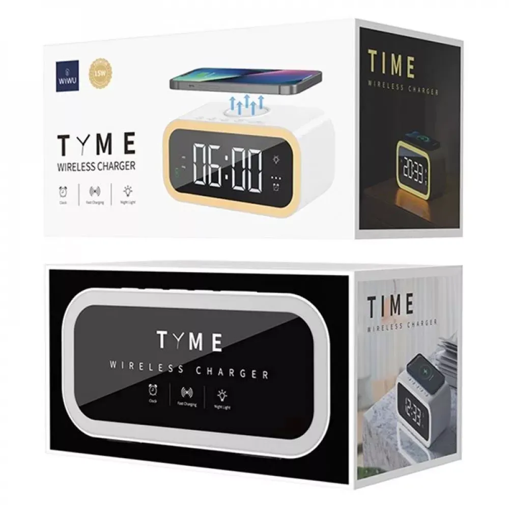 Беспроводное зарядное устройство + будильник — WiWU Wi-W015 - фото 3