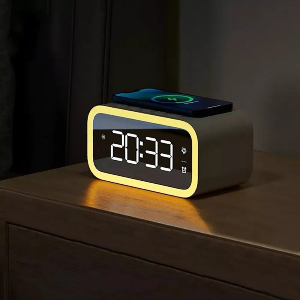 Беспроводное зарядное устройство + будильник — WiWU Wi-W015 - фото 7