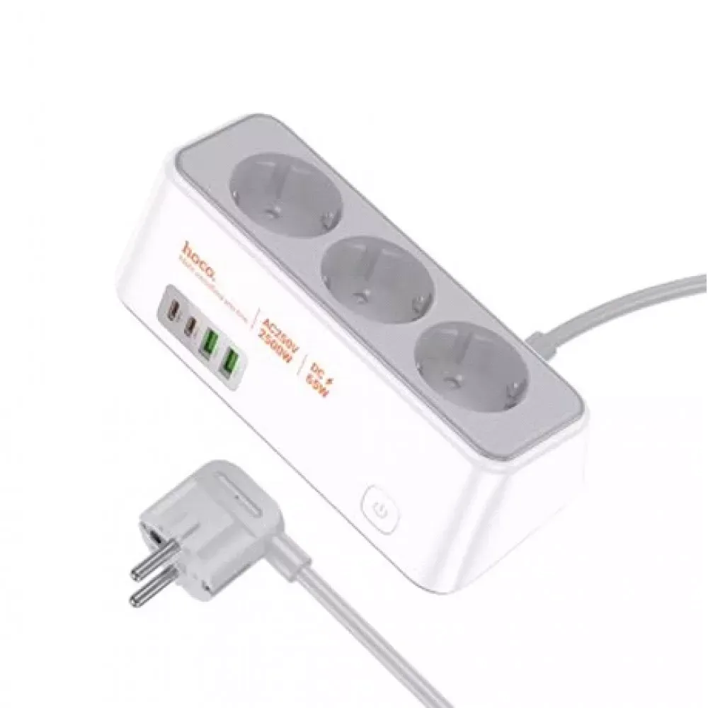 Фільтр живлення 2500W 2U | 3P | 2C 65W | 2m — Hoco AC23 — Hoco