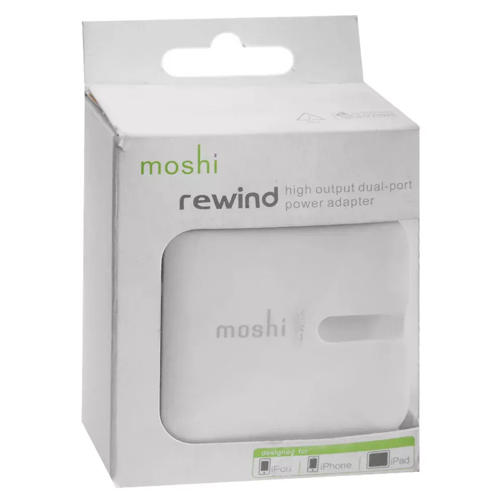 Home Charger 2.1A 2U Lightning Cable (1m) Apple Moshi White - фото 3