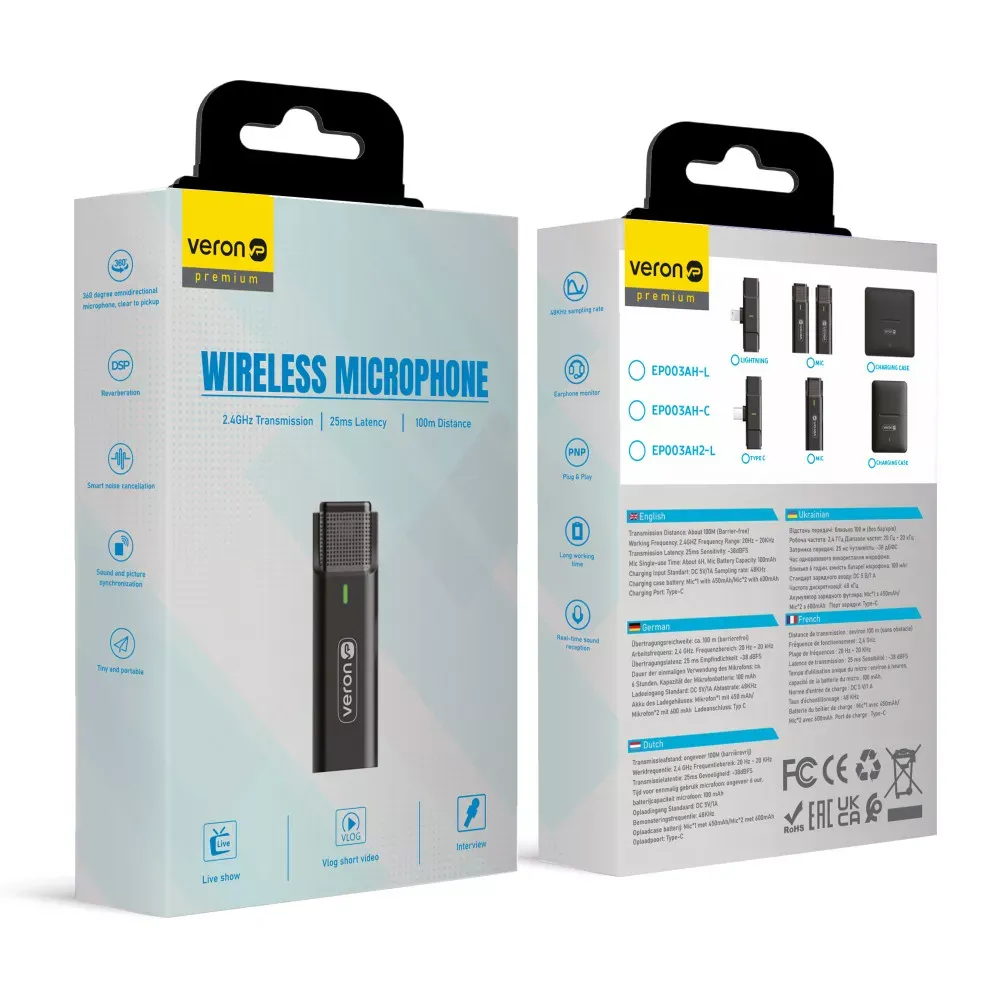 Беспроводной микрофон для телефона Lightning Veron EP033AH-L c кейсом зарядки - фото 3