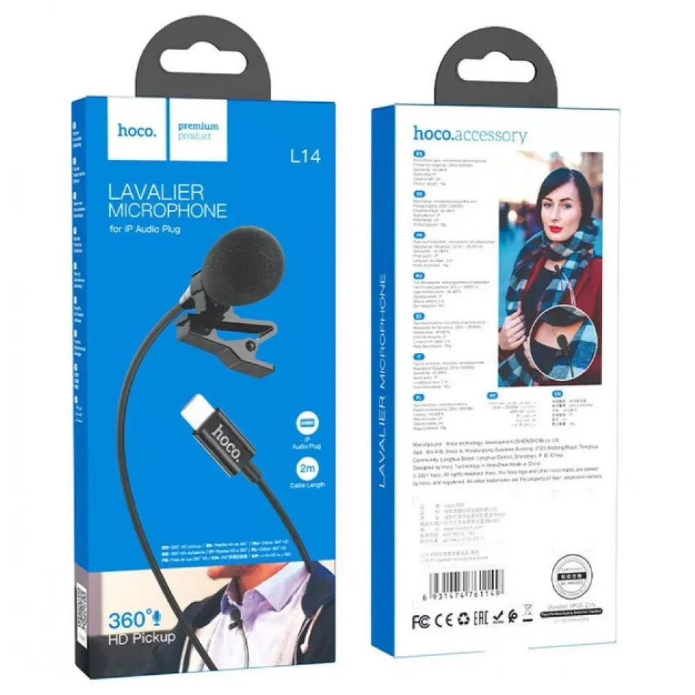 Microphone Hoco L14 iP lavalier — Black - фото 4