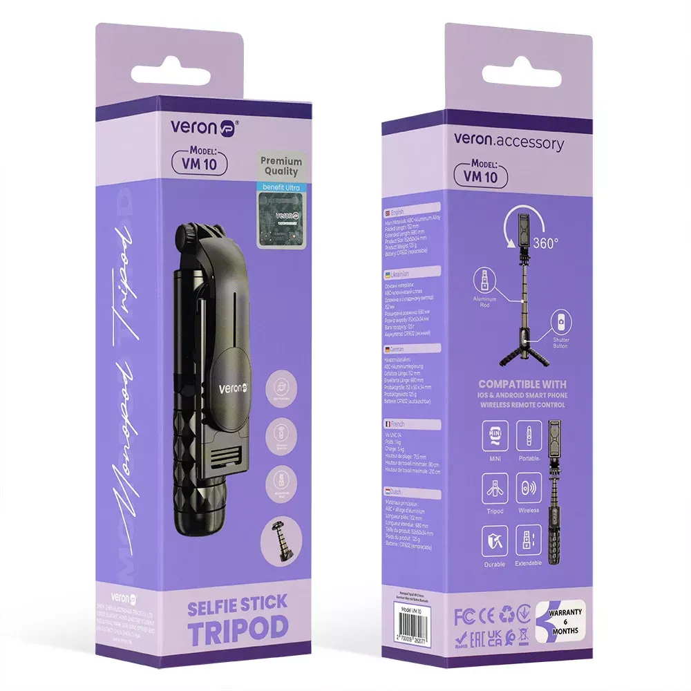 Monopod Tripod | 0.65m | — Veron VMT-10 | Button Bluetooth | - фото 3