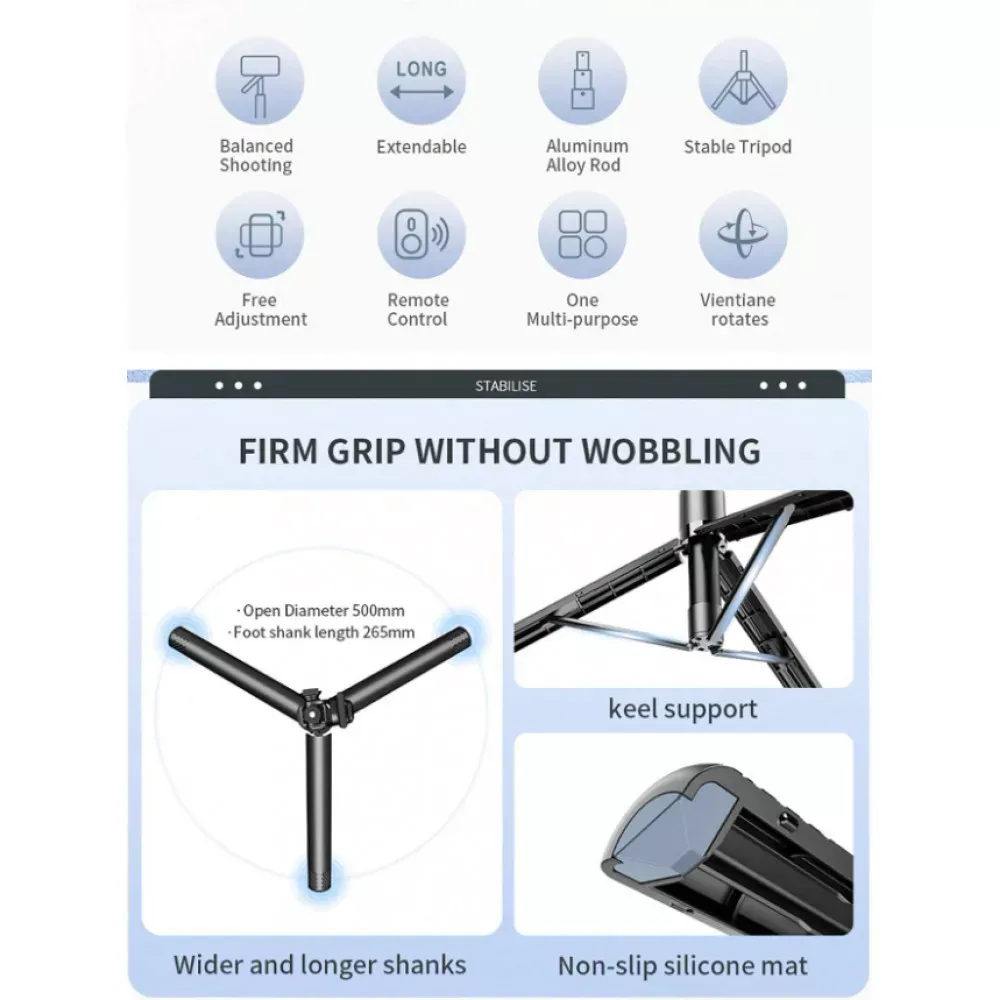 Monopod Tripod | 2.02m | — VM20 | Button Bluetooth | Veron - фото 5