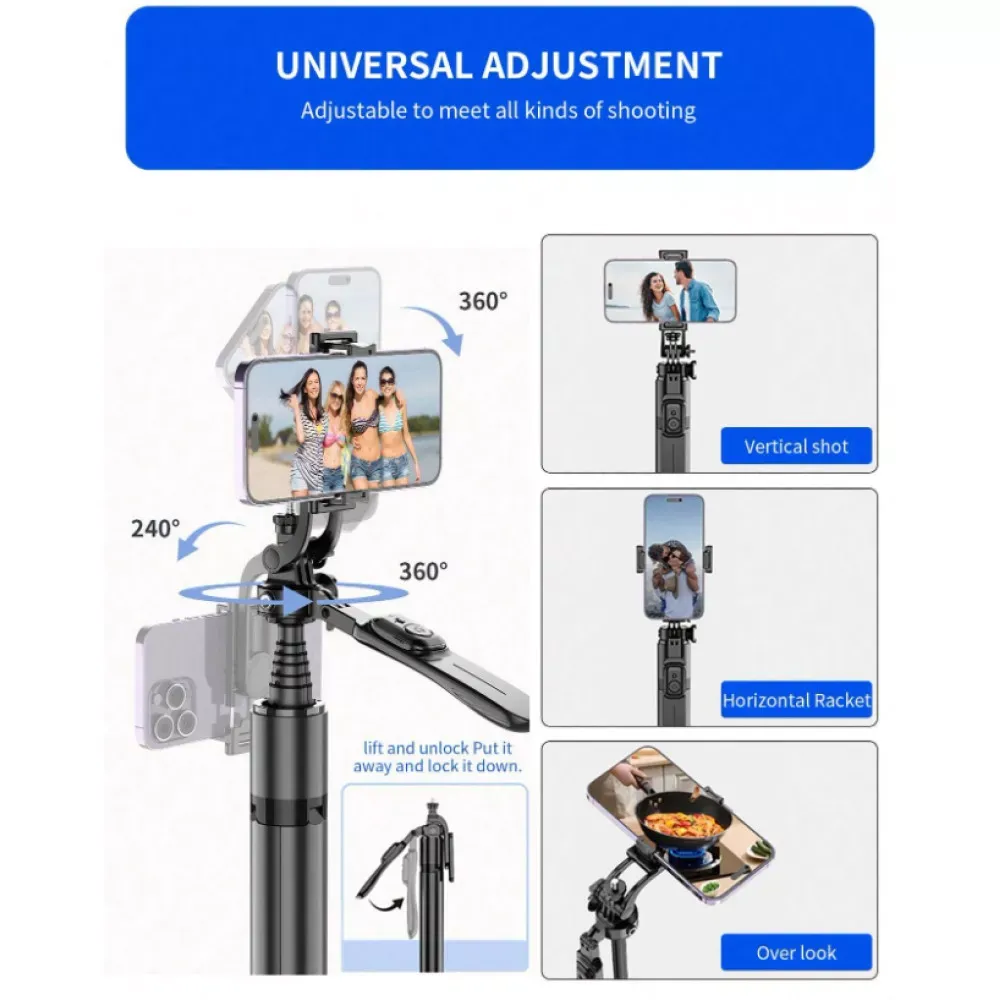 Monopod Tripod | 2.02m | — VM20 | Button Bluetooth | Veron - фото 6