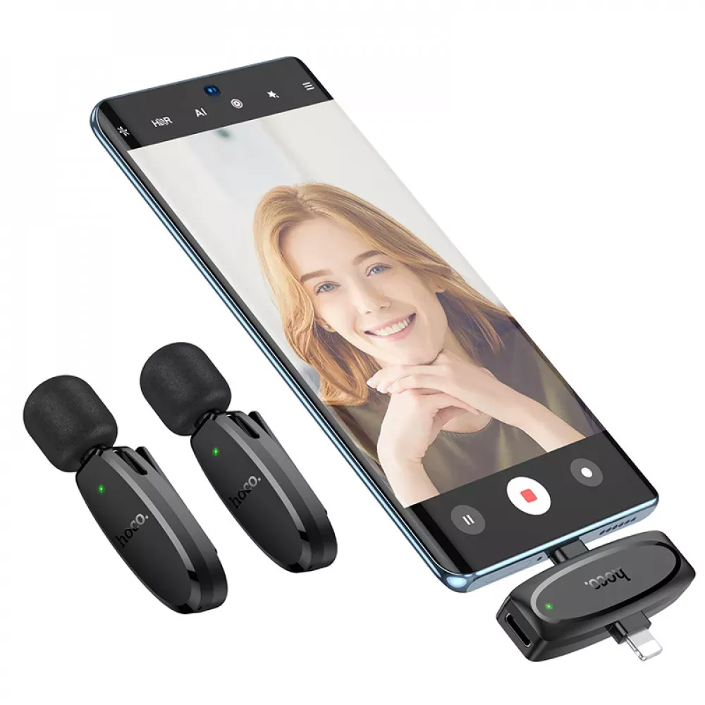 Wireless Digital Microphone — Hoco L15 Dual-mic (iP/Type-C) - фото 5
