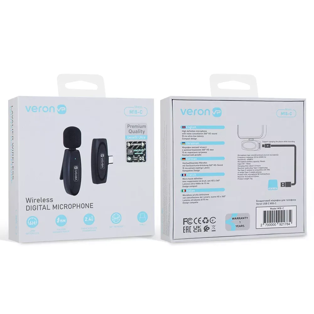 Беспроводной микрофон для телефона USB C — Veron M18-C — фото 3