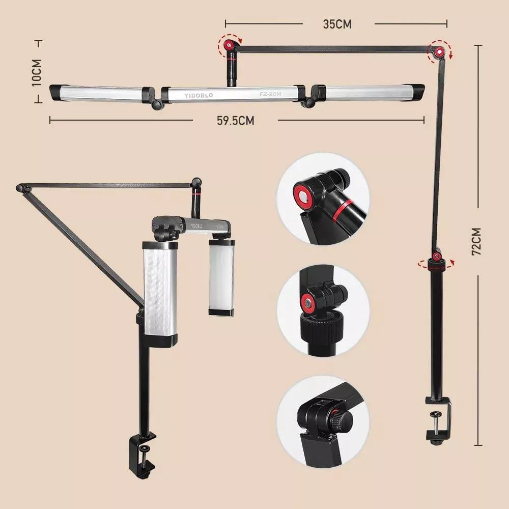 Бестеневая LED лампа FZ-20H с креплением к столу - фото 3