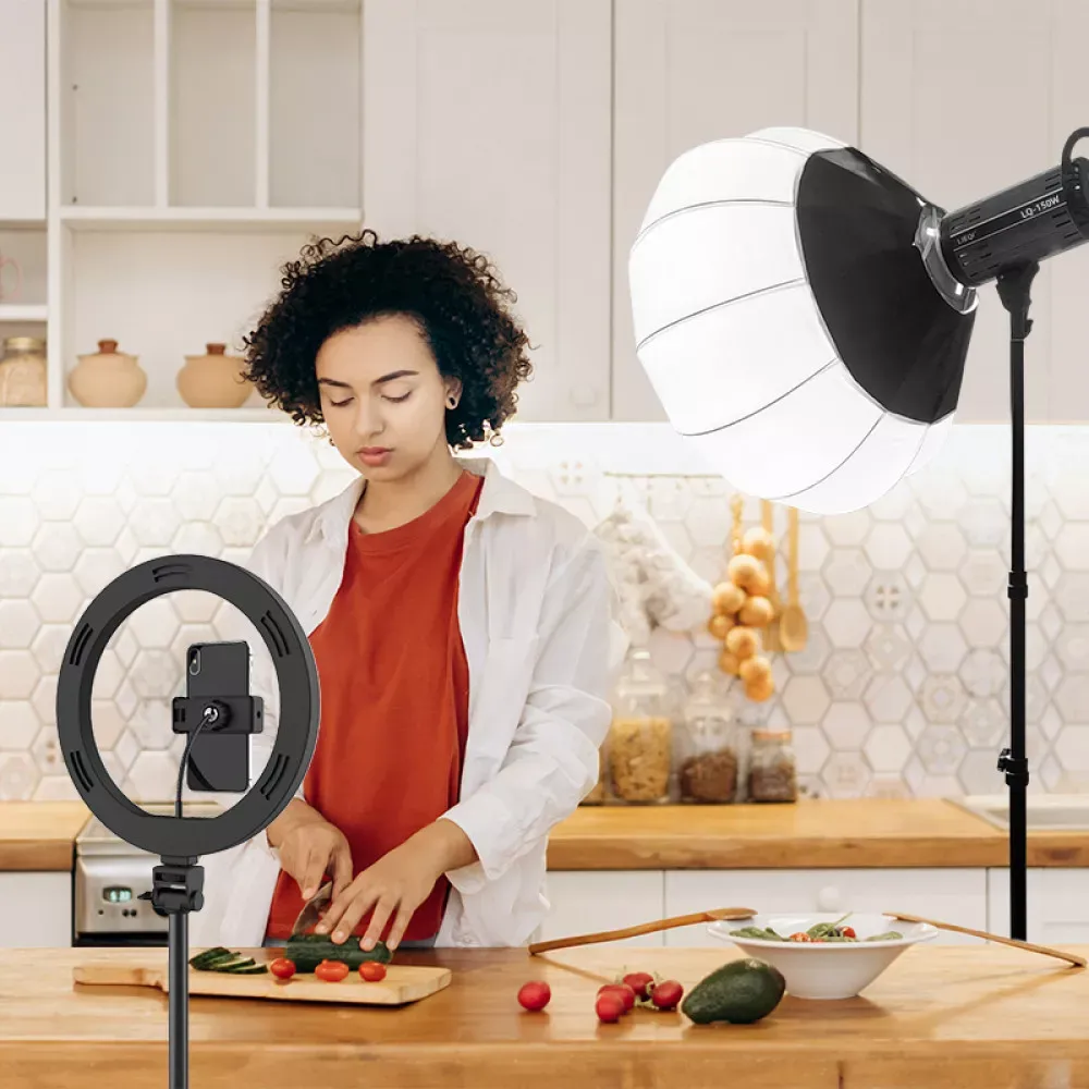 Комплект сферический софтбокс, прожектор, штатив LED LQ-150, 200W (5600k) - фото 6