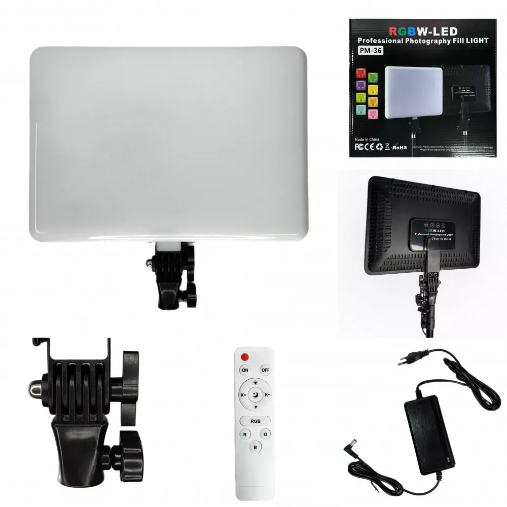 Лампа видеосвет LED RGB PM-36 36x25 cm 352 Lights 3000K-6500K Remote Adapter — Различные