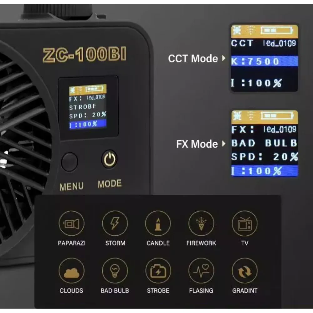 Лампа видеосвет LED Veron ZC-100Bi 100W 2700-7500K - фото 5