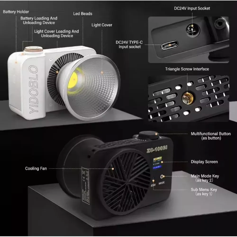 Лампа видеосвет LED Veron ZC-100Bi 100W 2700-7500K - фото 6