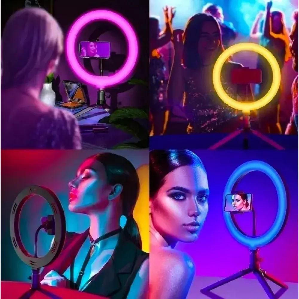 Лампа Кольцевая LED RL-14 RGB Original 36cm  36w  | 192 Lights | Remote I 3m cable with plug  I 3 holder I carry bag — Различные