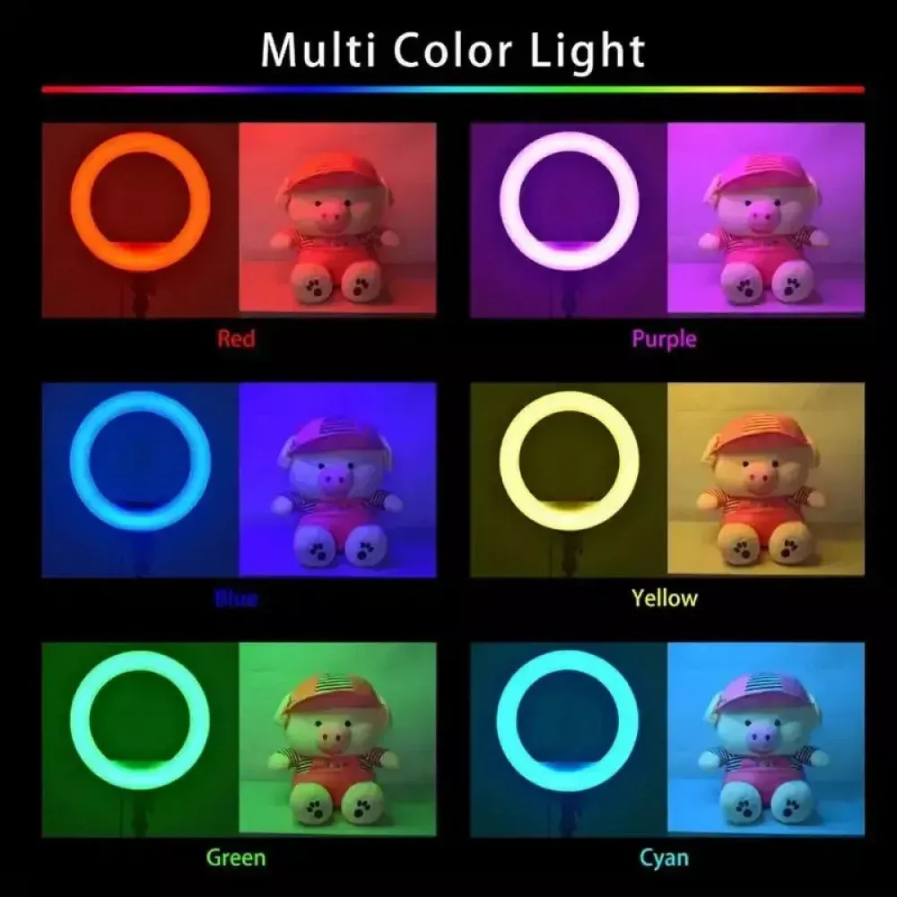 Лампа Кольцевая LED RL-14 RGB Original 36cm  36w  | 192 Lights | Remote I 3m cable with plug  I 3 holder I carry bag - фото 10