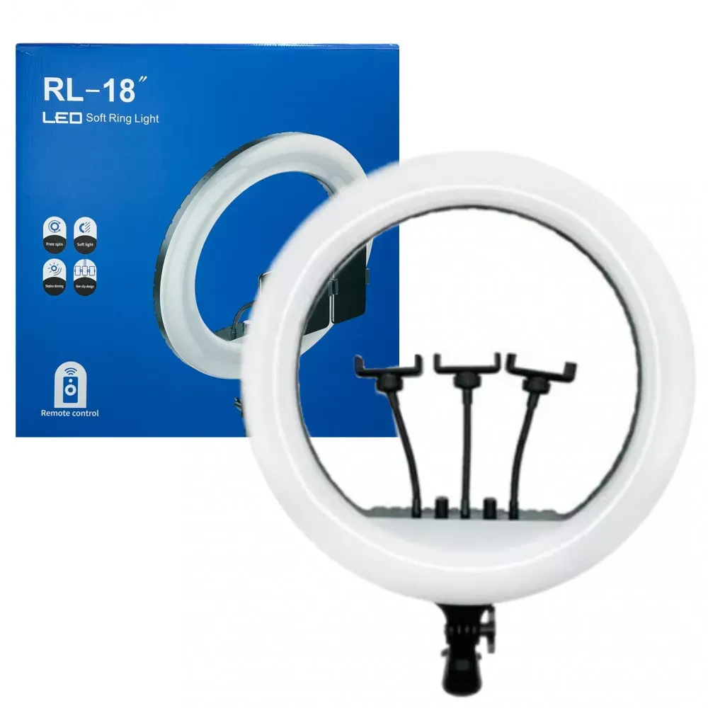 Лампа Кольцевая LED RL-18 Original 46 cm  55w | 416 Lights | Remote I 3m cable with plug  I 3 holder I - фото 3