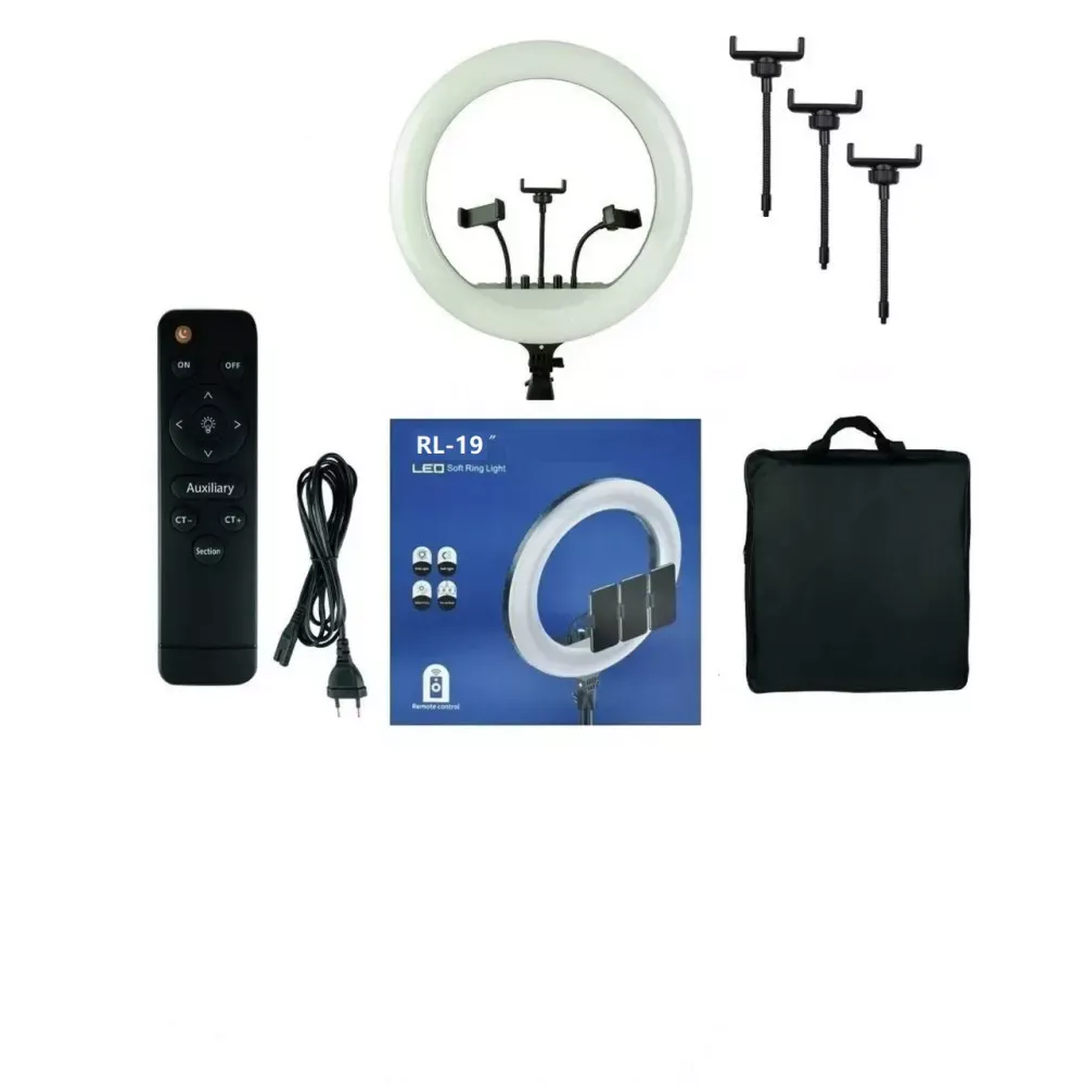 Лампа Кольцевая LED RL-19 Original 46 cm 18" | Remote I 3m cable with plug  I 3 holder I handle bag — Различные