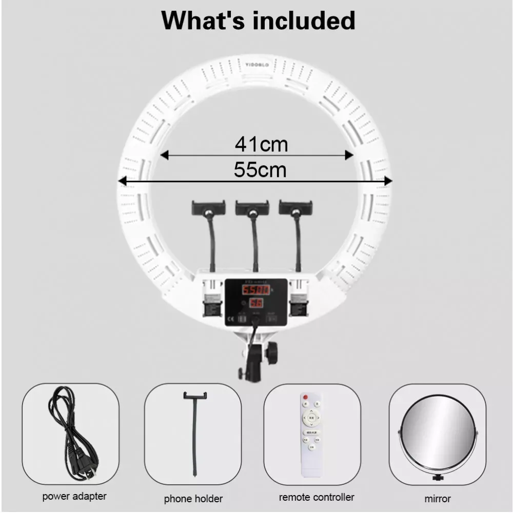 Лампа Кольцевая LED Veron FD-640 II 100W 3200-5500K white с зеркалом - фото 3