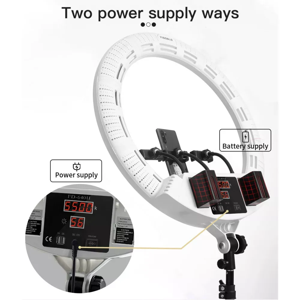 Лампа Кольцевая LED Veron FD-640 II 100W 3200-5500K white с зеркалом - фото 5