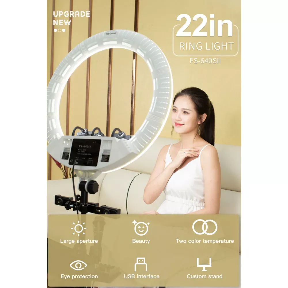 Лампа Кольцевая LED Veron FS-640 II 55см 100W 3200-5500K white с зеркалом — VERON