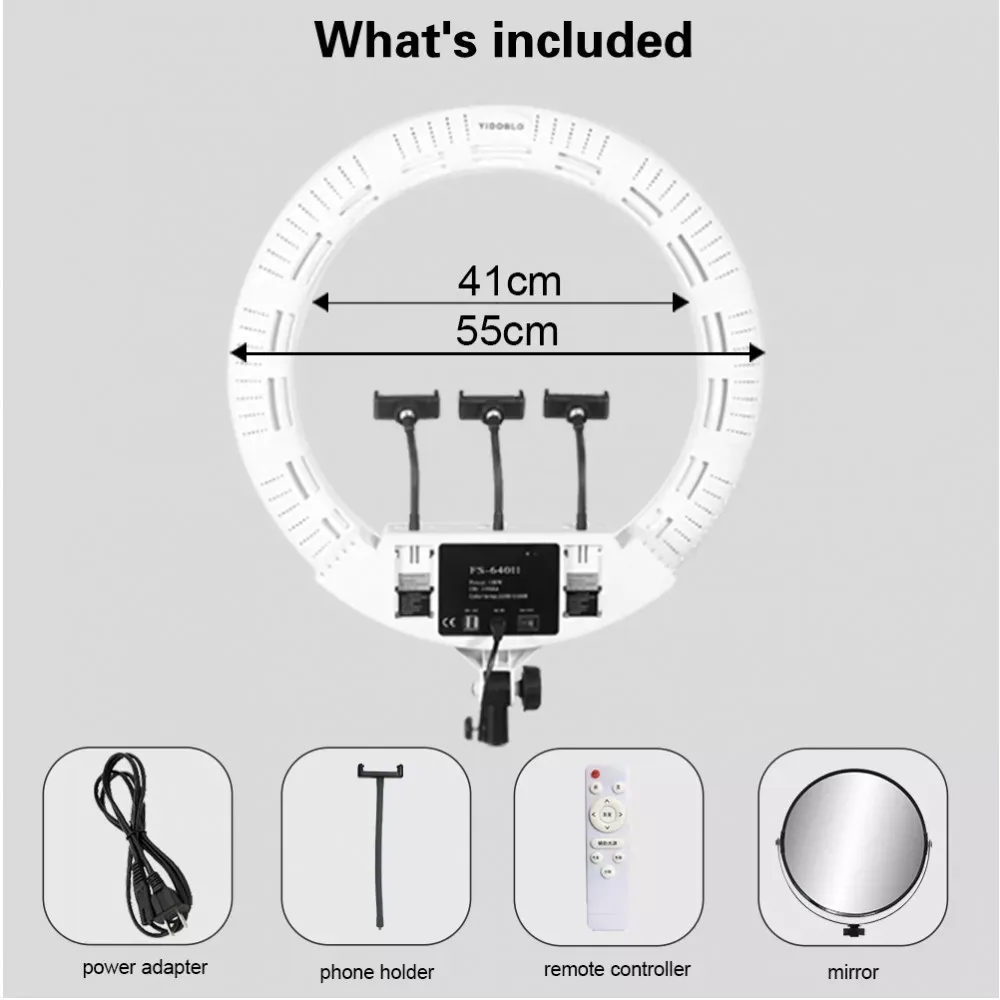 Лампа Кольцевая LED Veron FS-640 II 55см 100W 3200-5500K white с зеркалом - фото 3