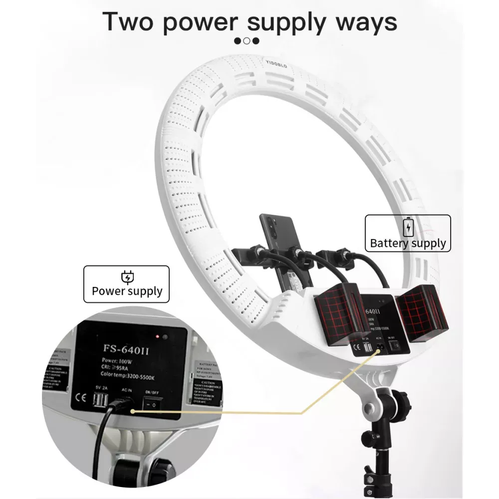 Лампа Кольцевая LED Veron FS-640 II 55см 100W 3200-5500K white с зеркалом - фото 4