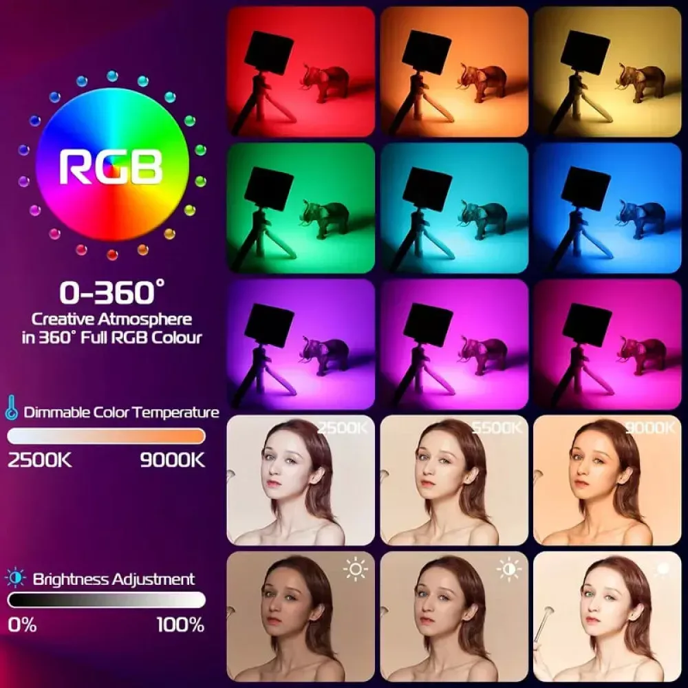 Накамерный видеосвет LED RGB— AY-84 | 3000-6500K | 1800MA | — Различные
