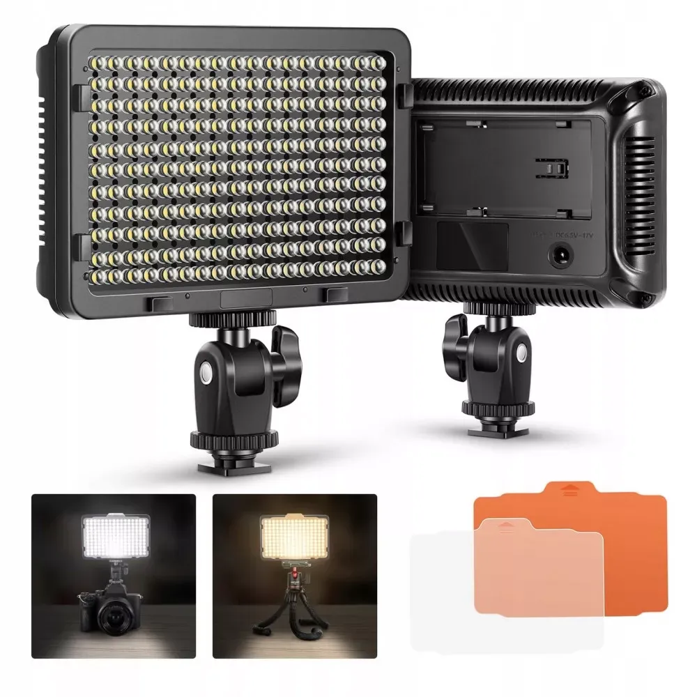 Накамерный видеосвет LED — PT-176S   2 COLORS (11W/1320LM/LED176 PCS/3200K-5600K)LED DISPLAY +Battery F550/7.2V/2200Mah+Charger — Различные