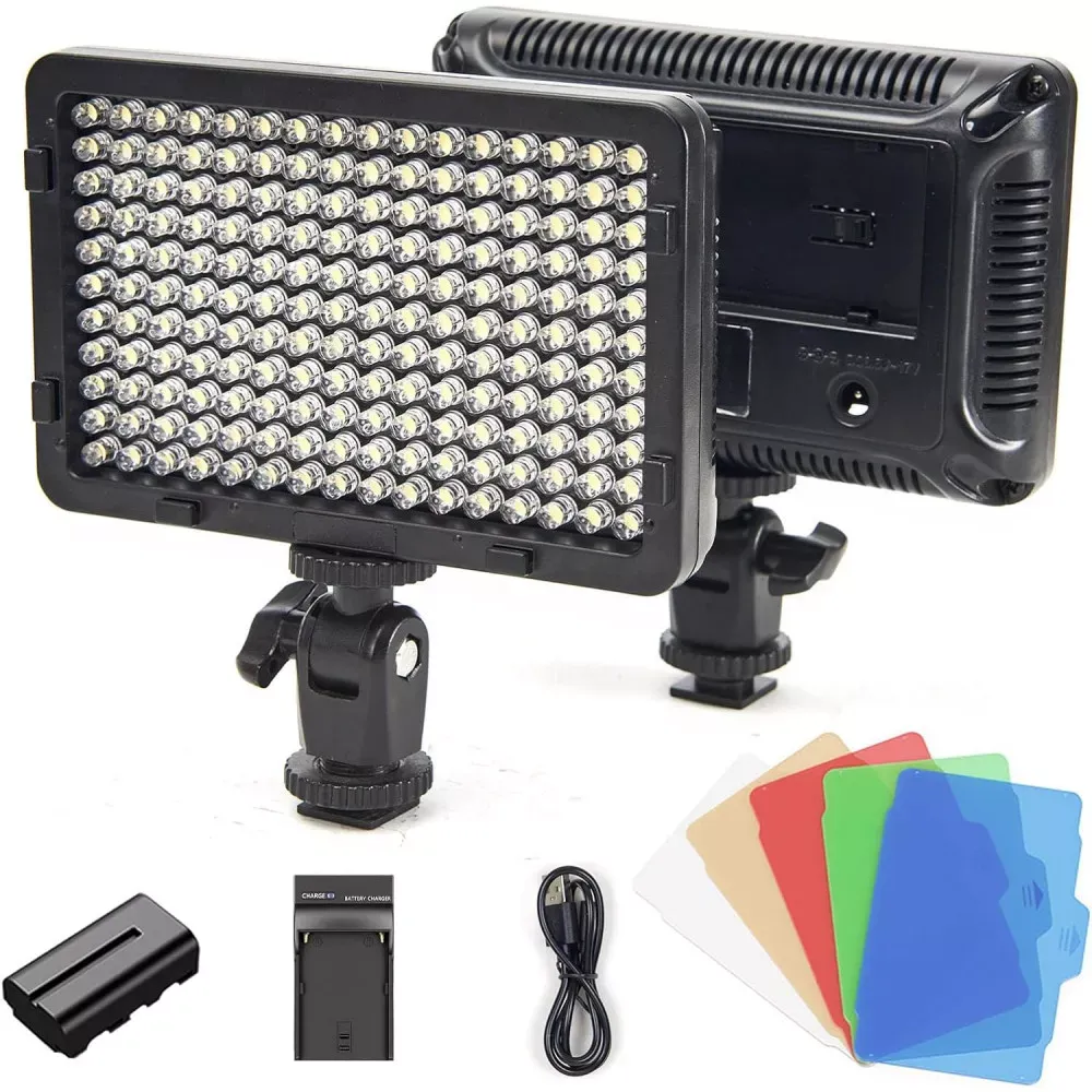 Накамерный видеосвет LED — PT-176S  5 COLORS (11W/1320LM/LED176 PCS/3200K-5600K)LED DISPLAY BATTERY NP-F550+CHARGER — Различные