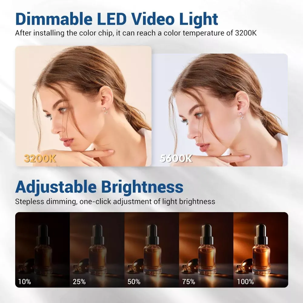 Накамерный видеосвет LED — PT-176S  5 COLORS (11W/1320LM/LED176 PCS/3200K-5600K)LED DISPLAY BATTERY NP-F550+CHARGER - фото 5