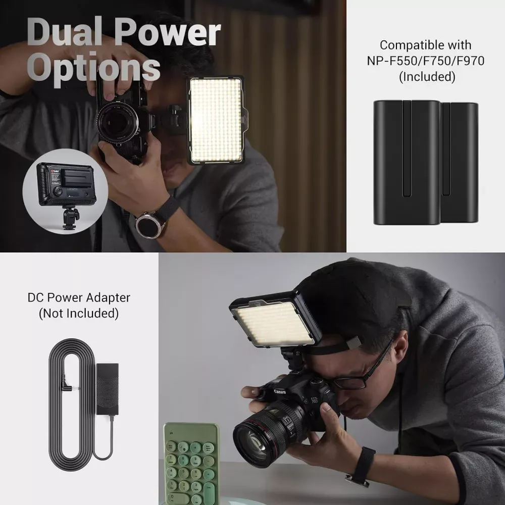 Накамерный видеосвет LED — PT-F260B 26W/2600LM/LED260 PCS/3200-5600K/+battery F750  /7.4V 2400mah+Charger - фото 5