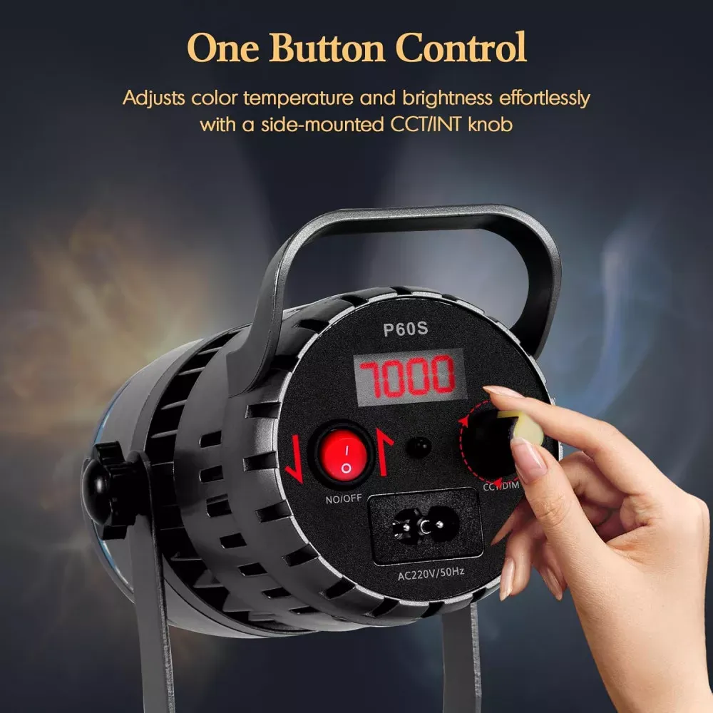 Светодиодный прожектор LED P60S двухцветная, 2500K-8500K, CRI 95, с ручкой, для освещения видеосъемки и влогов - фото 7