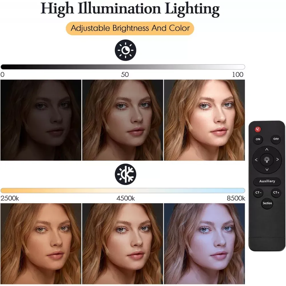 Светодиодный прожектор LED P60S двухцветная, 2500K-8500K, CRI 95, с ручкой, для освещения видеосъемки и влогов - фото 8