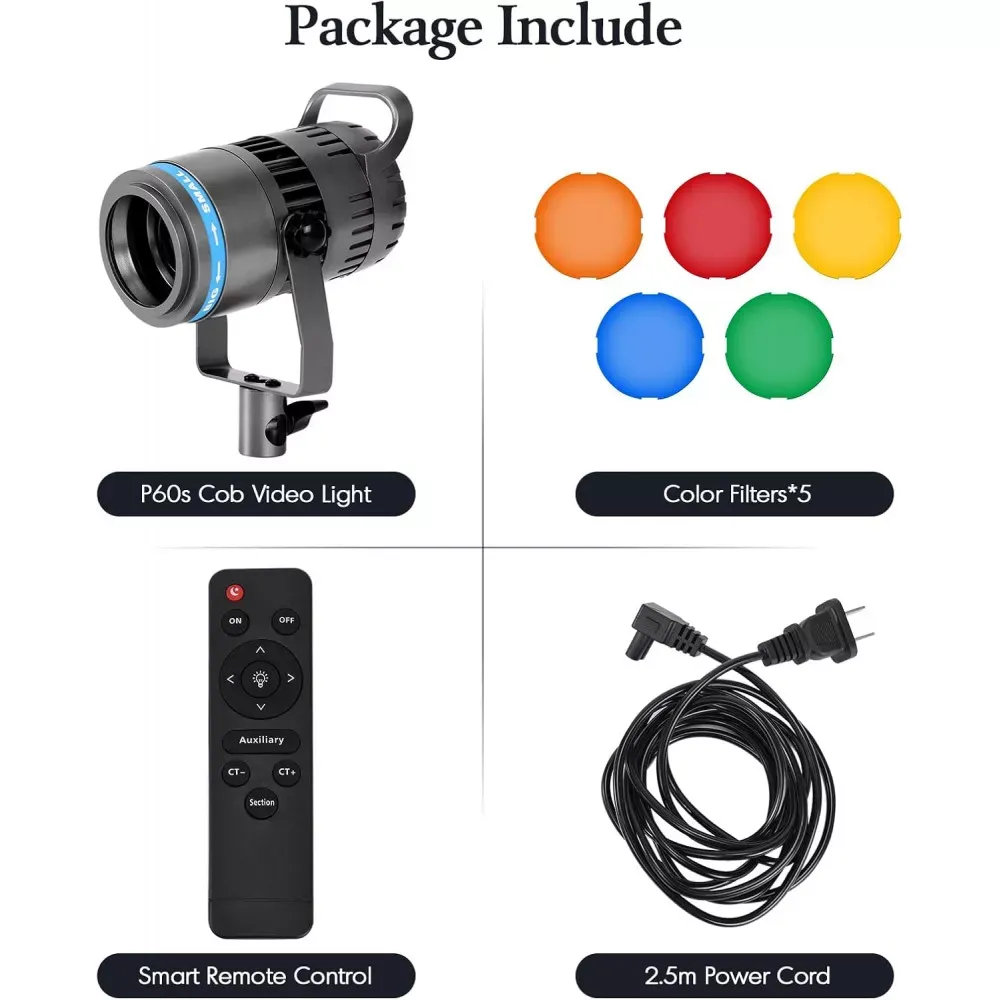Светодиодный прожектор LED P60S двухцветная, 2500K-8500K, CRI 95, с ручкой, для освещения видеосъемки и влогов - фото 10