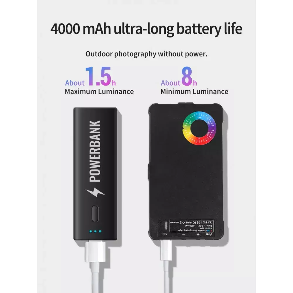 Селфи вспышка LJ-S02 RGB mobile phone light 4000mAh 3000-6500K — фото 3