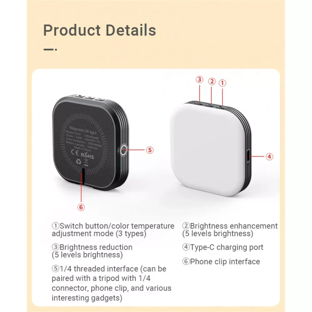 Селфи вспышка аккумуляторная F-622  с MagSafe и прищепкой - фото 10