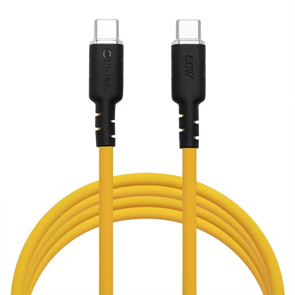 Silicone Cable USB C to C 100W PD (2m) Veron CC072 Yellow — VERON