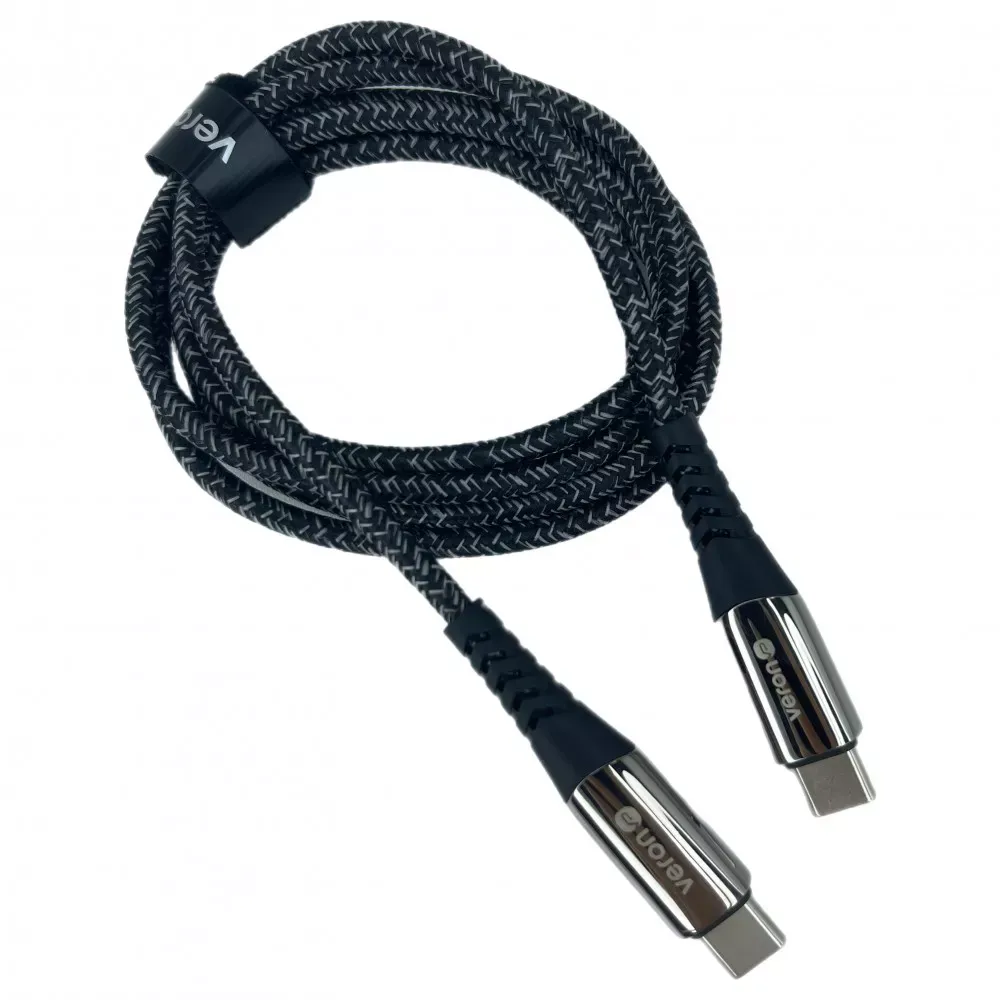Кабель USB C to C 100W PD Veron CC02 Nylon LCD — Black — фото 4