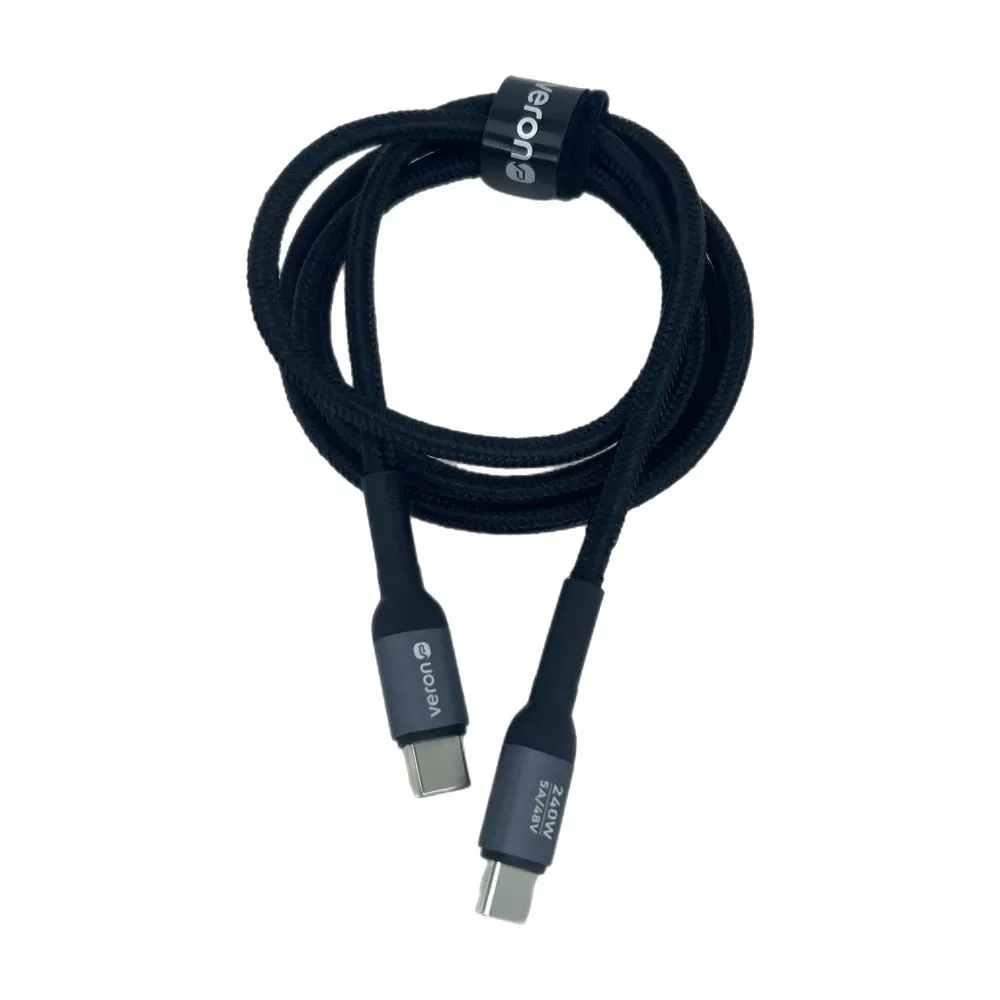 Кабель USB C to C 240W PD Veron CC14 Nylon Cable — Black — фото 4