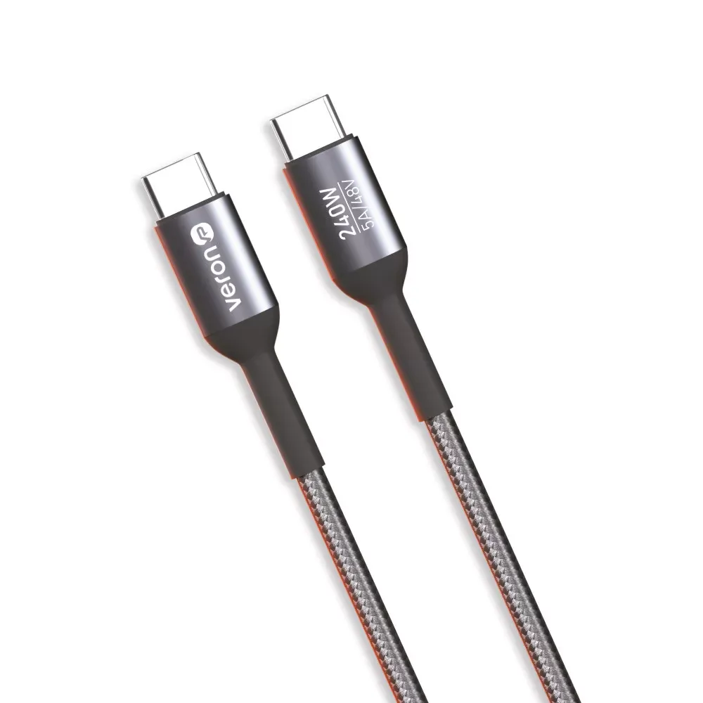 Кабель USB C to C 240W PD Veron CC14 Nylon Cable — Black — фото 5