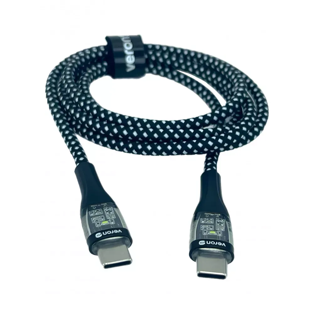 Кабель USB C to C 60W PD Veron CC01 Nylon LED — Black — фото 4