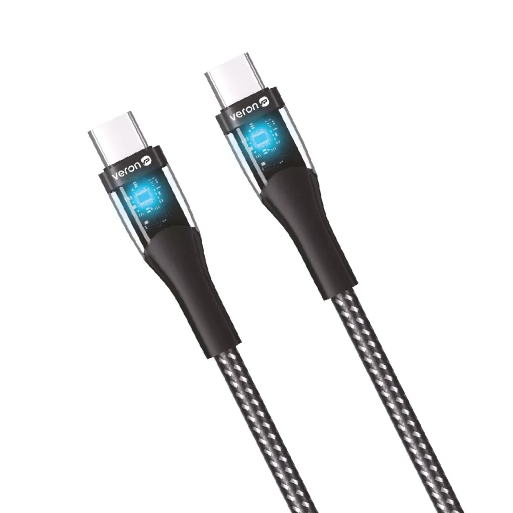Кабель USB C to C 60W PD Veron CC01 Nylon LED — Black — фото 5