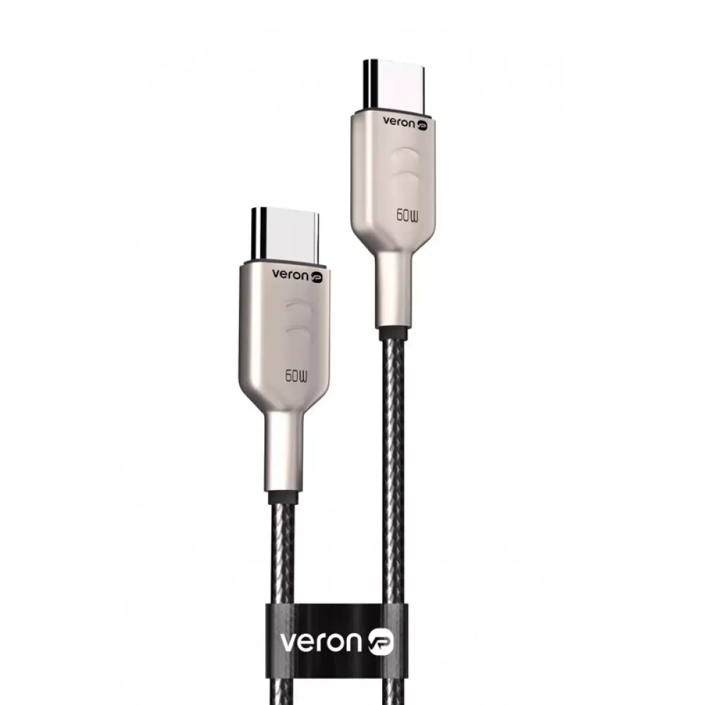 Кабель USB C to C 60W PD Veron CC04 Nylon — Black — фото 4
