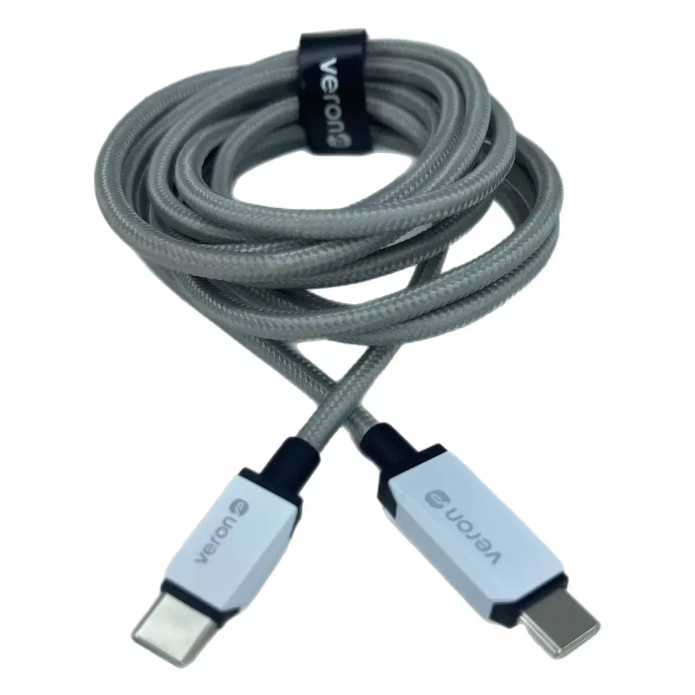Кабель USB C to C 60W PD Veron CC12 Nylon LCD — Black — фото 4