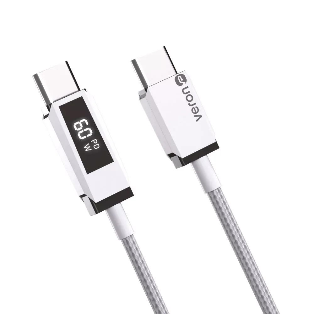 Кабель USB C to C 60W PD Veron CC12 Nylon LCD — Black — фото 5