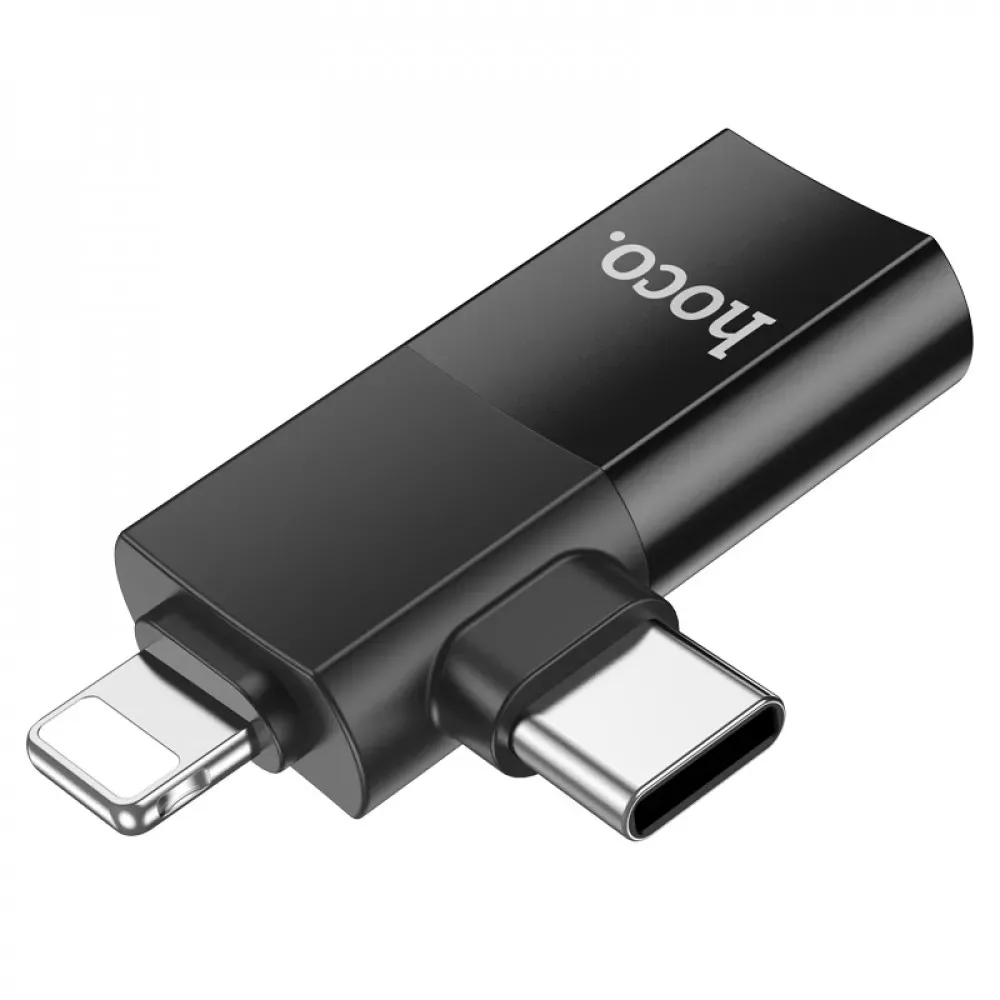 Adapter 2 in 1 Lightning/UCB C To USB 2.0 — Hoco UA17 303 — Black — фото 5